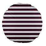 Horizontal Stripes - White and Eggplant Violet Large 18  Premium Flano Round Cushion