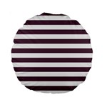 Horizontal Stripes - White and Eggplant Violet Standard 15  Premium Round Cushion