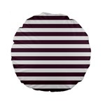 Horizontal Stripes - White and Eggplant Violet Standard 15  Premium Flano Round Cushion