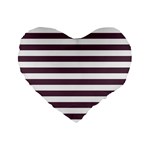 Horizontal Stripes - White and Eggplant Violet Standard 16  Premium Flano Heart Shape Cushion
