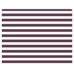 Horizontal Stripes - White and Eggplant Violet Double Sided Flano Blanket (Medium)