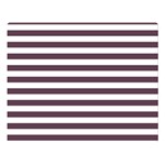 Horizontal Stripes - White and Eggplant Violet Double Sided Flano Blanket (Large)