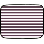 Horizontal Stripes - White and Eggplant Violet Fleece Blanket (Mini)