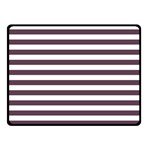 Horizontal Stripes - White and Eggplant Violet Fleece Blanket (Small) (One Side)