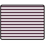 Horizontal Stripes - White and Eggplant Violet Double Sided Fleece Blanket (Medium) (Two Sides)