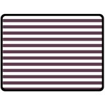 Horizontal Stripes - White and Eggplant Violet Double Sided Fleece Blanket (Large) (Two Sides)