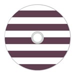Horizontal Stripes - White and Eggplant Violet CD Wall Clock