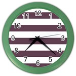 Horizontal Stripes - White and Eggplant Violet Color Wall Clock