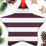Horizontal Stripes - White and Eggplant Violet Star Ornament (Two Sides)