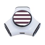 Horizontal Stripes - White and Eggplant Violet Portable USB Hub (One Side)