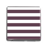 Horizontal Stripes - White and Eggplant Violet Memory Card Reader (Square)