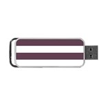 Horizontal Stripes - White and Eggplant Violet Portable USB Flash (Two Sides)