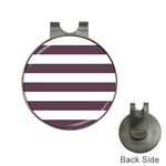 Horizontal Stripes - White and Eggplant Violet Golf Ball Marker Hat Clip