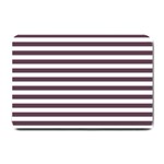Horizontal Stripes - White and Eggplant Violet Small Doormat