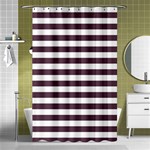 Horizontal Stripes - White and Eggplant Violet Shower Curtain 48  x 72  (Small)
