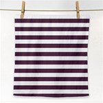 Horizontal Stripes - White and Eggplant Violet Face Towel