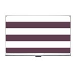 Horizontal Stripes - White and Eggplant Violet Business Card Holder