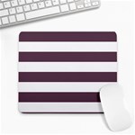 Horizontal Stripes - White and Eggplant Violet Large Mousepad