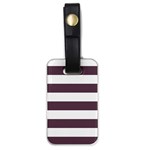 Horizontal Stripes - White and Eggplant Violet Luggage Tag (One Side)