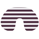 Horizontal Stripes - White and Eggplant Violet Travel Neck Pillow