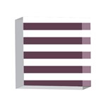 Horizontal Stripes - White and Eggplant Violet 4 x 4  Acrylic Photo Block