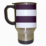 Horizontal Stripes - White and Eggplant Violet Travel Mug (White)