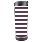 Horizontal Stripes - White and Eggplant Violet Travel Tumbler