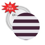 Horizontal Stripes - White and Eggplant Violet 2.25  Button (10 pack)