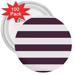 Horizontal Stripes - White and Eggplant Violet 3  Button (100 pack)