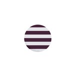 Horizontal Stripes - White and Eggplant Violet 1  Mini Magnet