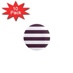Horizontal Stripes - White and Eggplant Violet 1  Mini Magnet (10 pack)