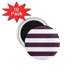Horizontal Stripes - White and Eggplant Violet 1.75  Magnet (10 pack)