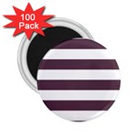 Horizontal Stripes - White and Eggplant Violet 2.25  Magnet (100 pack)