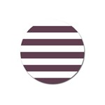 Horizontal Stripes - White and Eggplant Violet Magnet 3  (Round)