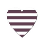 Horizontal Stripes - White and Eggplant Violet Magnet (Heart)