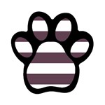 Horizontal Stripes - White and Eggplant Violet Magnet (Paw Print)