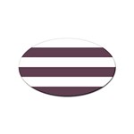 Horizontal Stripes - White and Eggplant Violet Sticker (Oval)
