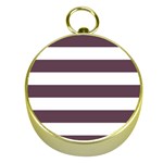 Horizontal Stripes - White and Eggplant Violet Gold Compass
