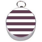 Horizontal Stripes - White and Eggplant Violet Silver Compass