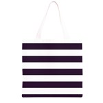 Horizontal Stripes - White and Dark Purple Grocery Light Tote Bag
