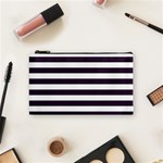 Horizontal Stripes - White and Dark Purple Cosmetic Bag (S)