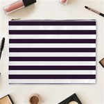 Horizontal Stripes - White and Dark Purple Cosmetic Bag (XL)
