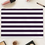 Horizontal Stripes - White and Dark Purple Cosmetic Bag (XXL)
