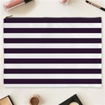 Horizontal Stripes - White and Dark Purple Cosmetic Bag (XXXL)