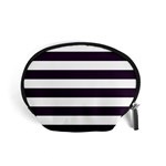 Horizontal Stripes - White and Dark Purple Accessory Pouch (Small)