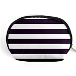 Horizontal Stripes - White and Dark Purple Accessory Pouch (Medium)