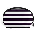 Horizontal Stripes - White and Dark Purple Accessory Pouch (Large)
