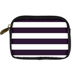 Horizontal Stripes - White and Dark Purple Digital Camera Leather Case