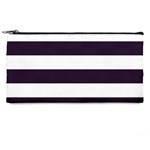 Horizontal Stripes - White and Dark Purple Pencil Case
