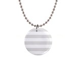 Horizontal Stripes - White and Platinum Gray 1  Button Necklace